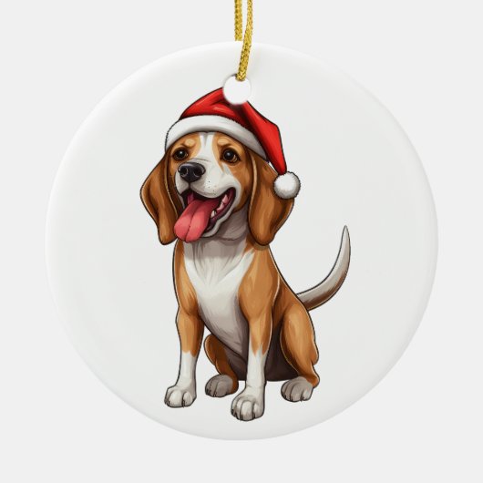 Custom Fun Beagle Christmas Dog Keramisch Ornament (Voorkant)