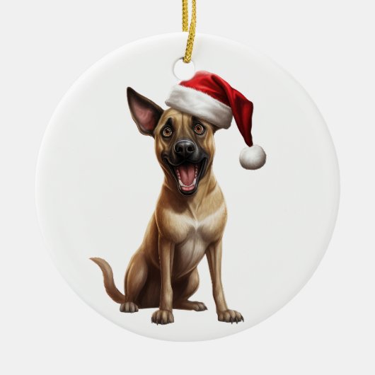 Custom Fun Belgische Malinois Hond Keramisch Ornament (Voorkant)