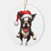 Custom Fun Boston Terrier Christmas Dog Keramisch Ornament (Links)