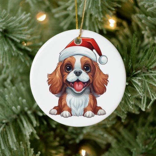 Custom Fun Cavalier Koning Charles Spaniel Kerstmi Keramisch Ornament (Boom)