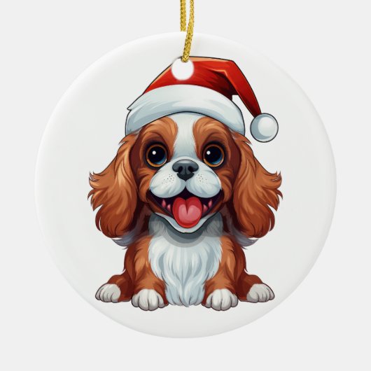 Custom Fun Cavalier Koning Charles Spaniel Kerstmi Keramisch Ornament (Voorkant)