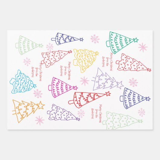 Custom Fun Christmas Doodle Whimsical Inpakpapier Vel (Voorkant 2)