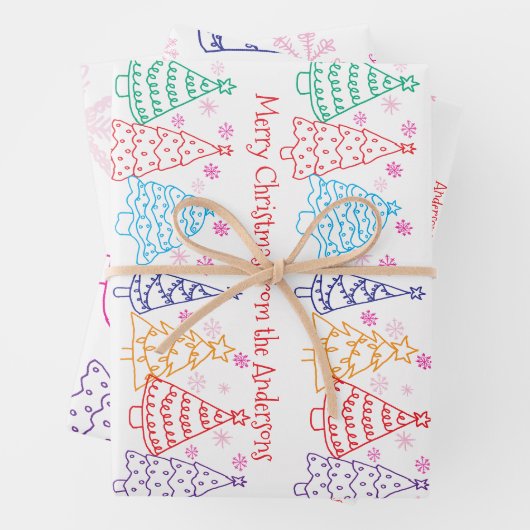 Custom Fun Christmas Doodle Whimsical Inpakpapier Vel (In situ)