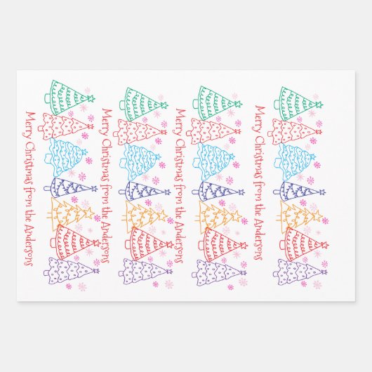 Custom Fun Christmas Doodle Whimsical Inpakpapier Vel (Voorkant)