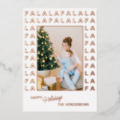 Custom Fun Classic FA LA Text Roos Gold Folie Feestdagenkaart (Voorkant)