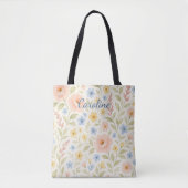 Custom Fun Classy Shabby Franse Bloemkunst Patroon Tote Bag (Voorkant)