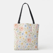 Custom Fun Classy Shabby Franse Bloemkunst Patroon Tote Bag (Achterkant)