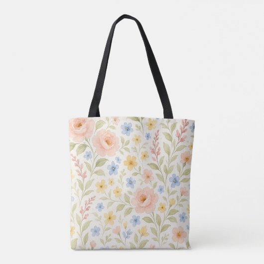 Custom Fun Classy Shabby Franse Bloemkunst Patroon Tote Bag (Achterkant)