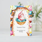 Custom Fun Creamy Ice Cream Verjaardag Bedankkaart (Staand voorkant)
