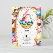 Custom Fun Creamy Ice Cream Verjaardag Kaart (Staand voorkant)