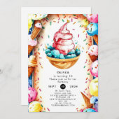 Custom Fun Creamy Ice Cream Verjaardag Kaart (Voorkant / Achterkant)