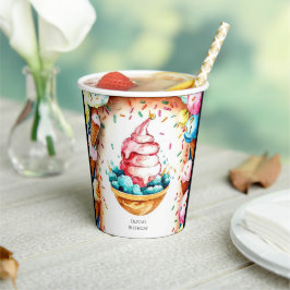 Custom Fun Creamy Ice Cream Verjaardag Papieren Bekers