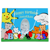 Custom Fun Cute Animals Birthday Groot Cadeauzakje (Voorkant)