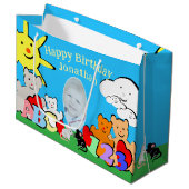 Custom Fun Cute Animals Birthday Groot Cadeauzakje (Voorkant Gekanteld)