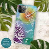 Custom Fun Dragonfly Kleurrijke Moderne Lente Bloe iPhone Hoesje