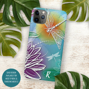 Custom Fun Dragonfly Kleurrijke Moderne Lente Bloe iPhone 11Pro Max Hoesje