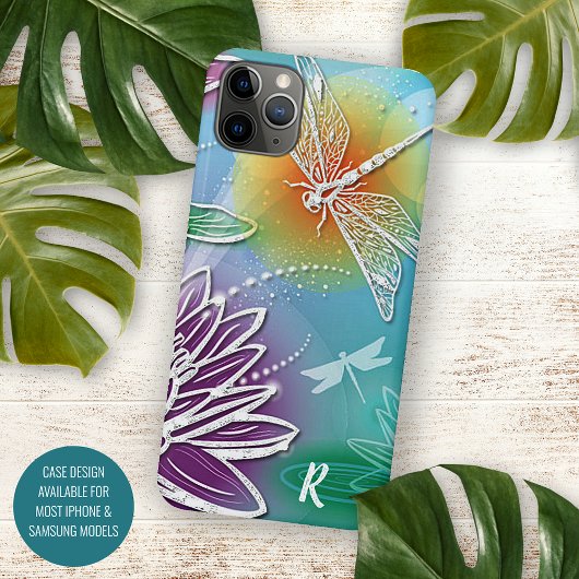 Custom Fun Dragonfly Kleurrijke Moderne Lente Bloe iPhone Hoesje