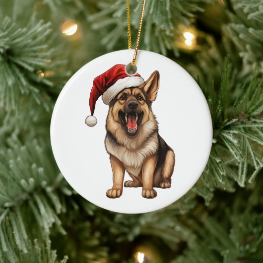 Custom Fun Duitse Herder Christmas Dog Keramisch Ornament (Boom)