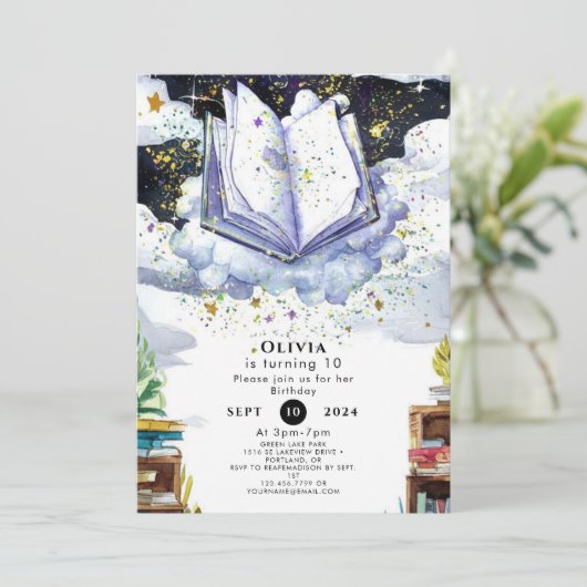 Custom Fun Enchanted Storybook Verjaardag Kaart (Staand voorkant)