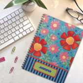 Custom Fun Floral Gepersonaliseerde Naam Kleurrijk Notitieboek