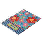 Custom Fun Floral Gepersonaliseerde Naam Kleurrijk Notitieboek (Linkerzijde)