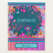 Custom Fun gepersonaliseerde naam  bloemenstreep Planner (Voorkant)