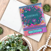 Custom Fun gepersonaliseerde naam  bloemenstreep Planner