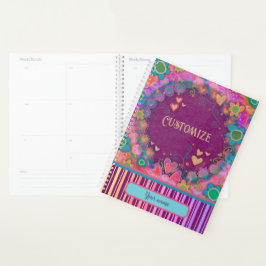 Custom Fun Gepersonaliseerde Naam Paarse Bloemen S Planner
