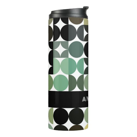 Custom Fun Grijs Groen Mosterd Taupe Bruin Patroon Thermosbeker (Gedraaid links)