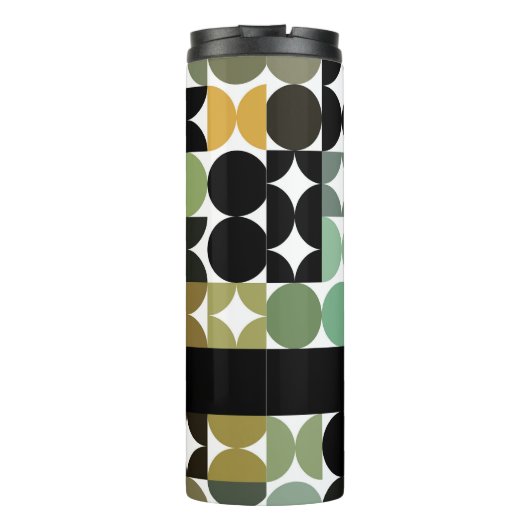 Custom Fun Grijs Groen Mosterd Taupe Bruin Patroon Thermosbeker (Achterkant)