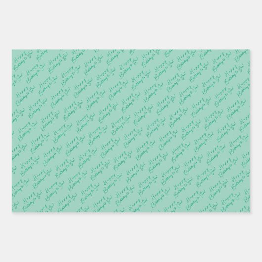 Custom Fun Happy Birthday Pattern Roze Blauw Groen Inpakpapier Vel (Voorkant 3)