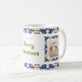 Custom Fun Jolly Blauw Kerst Patroon Foto Thee Koffiemok (Voorkant rechts)