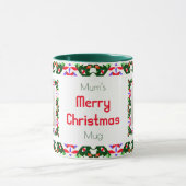 Custom Fun Jolly Christmas Green Patroon Foto Thee Mok (Midden)
