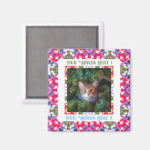 Custom Fun Jolly Red Feestelijke Eerste Kerstfoto Magneet (Voorkant / Achterkant)