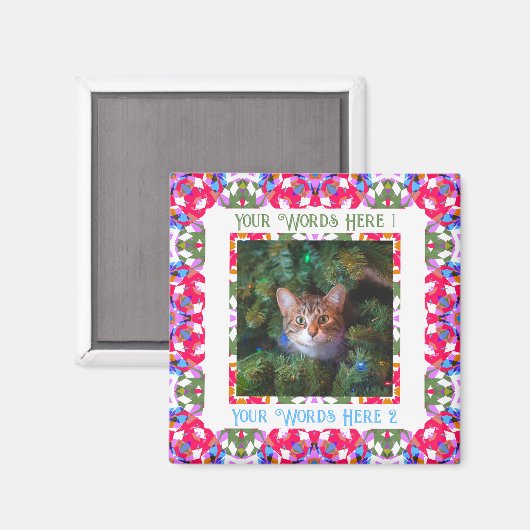 Custom Fun Jolly Red Feestelijke Eerste Kerstfoto Magneet (Voorkant / Achterkant)