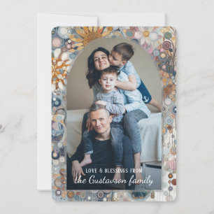 Custom Fun Kleurrijke Abstracte Sneeuwvlokken Flor Feestdagenkaart