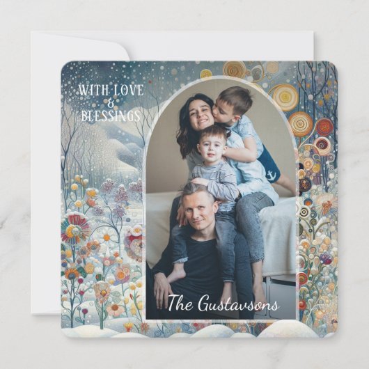 Custom Fun Kleurrijke Abstracte Sneeuwvlokken Flor Feestdagenkaart (Voorkant)