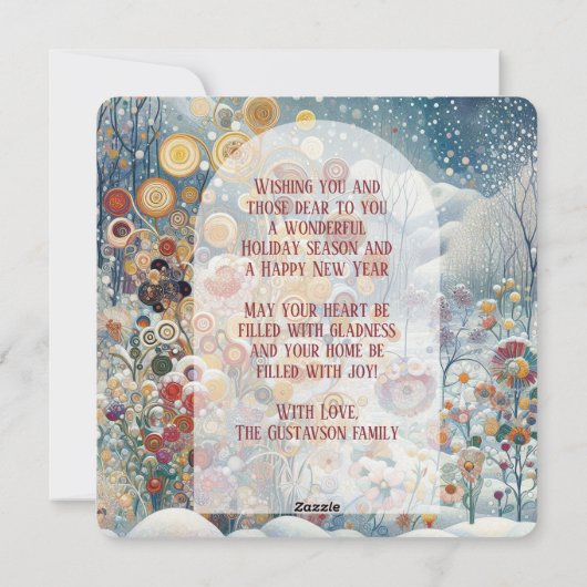 Custom Fun Kleurrijke Abstracte Sneeuwvlokken Flor Feestdagenkaart (Achterkant)