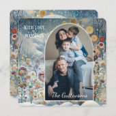 Custom Fun Kleurrijke Abstracte Sneeuwvlokken Flor Feestdagenkaart (Voorkant / Achterkant)