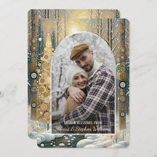 Custom Fun Kleurrijke Abstracte Winter Wonderland  Feestdagenkaart (Voorkant / Achterkant)