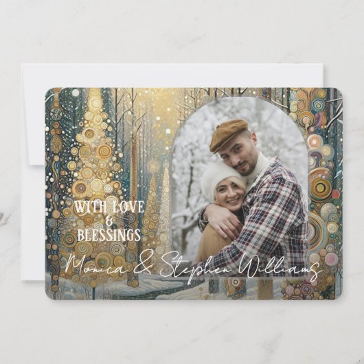 Custom Fun Kleurrijke Abstracte Winter Wonderland  Feestdagenkaart (Voorkant)