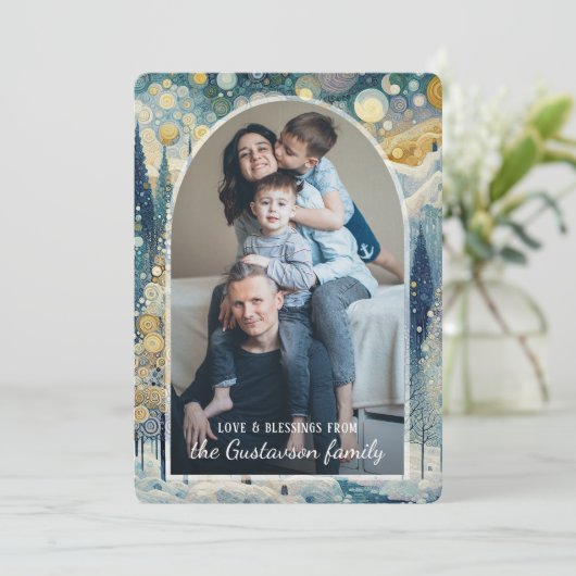 Custom Fun Kleurrijke Abstracte Winter Wonderland  Feestdagenkaart (Staand voorkant)