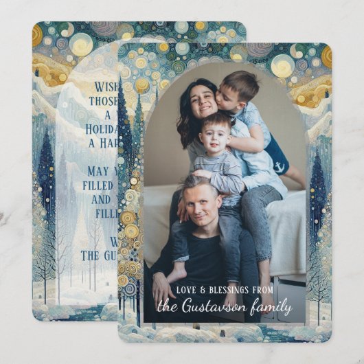 Custom Fun Kleurrijke Abstracte Winter Wonderland  Feestdagenkaart (Voorkant / Achterkant)