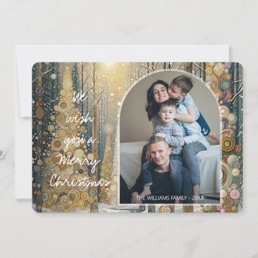 Custom Fun Kleurrijke Abstracte Winter Wonderland  Feestdagenkaart (Voorkant)