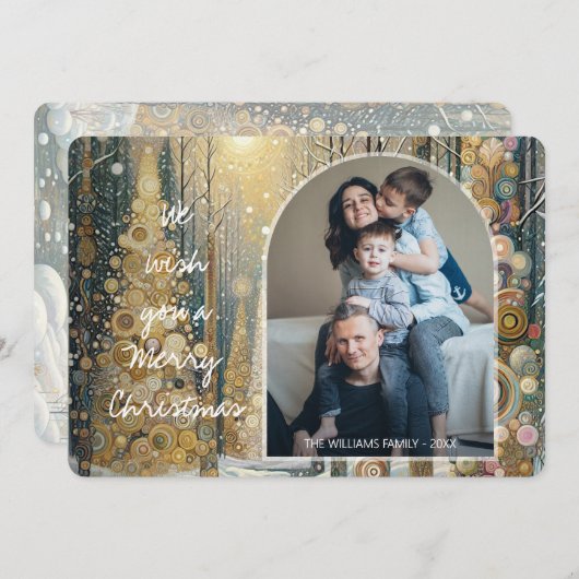 Custom Fun Kleurrijke Abstracte Winter Wonderland  Feestdagenkaart (Voorkant / Achterkant)