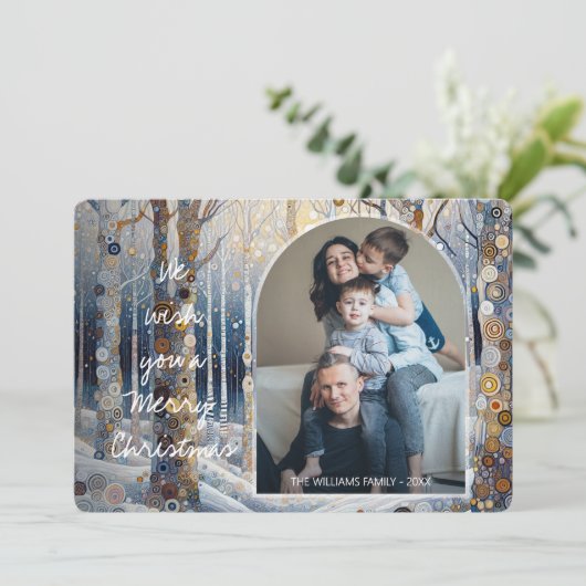 Custom Fun Kleurrijke Abstracte Winter Wonderland  Feestdagenkaart (Staand voorkant)