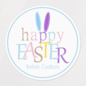 Custom Fun Kleurrijke Konijnenoren Gelukkig Pasen Labels (Design 2)