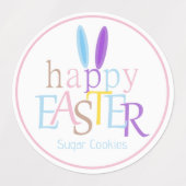 Custom Fun Kleurrijke Konijnenoren Gelukkig Pasen Labels (Design 1)