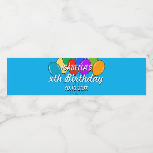 Custom fun kleurrijke Verjaardagsfeestballonnen pr Waterfles Etiket (Enkel label)