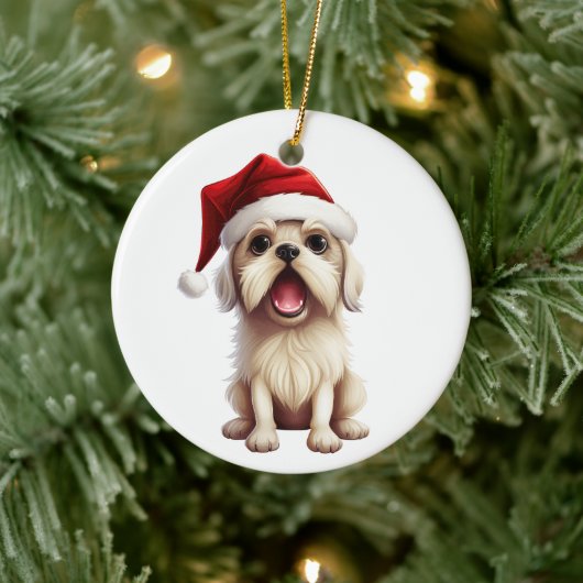 Custom Fun Maltese Hond Keramisch Ornament (Boom)